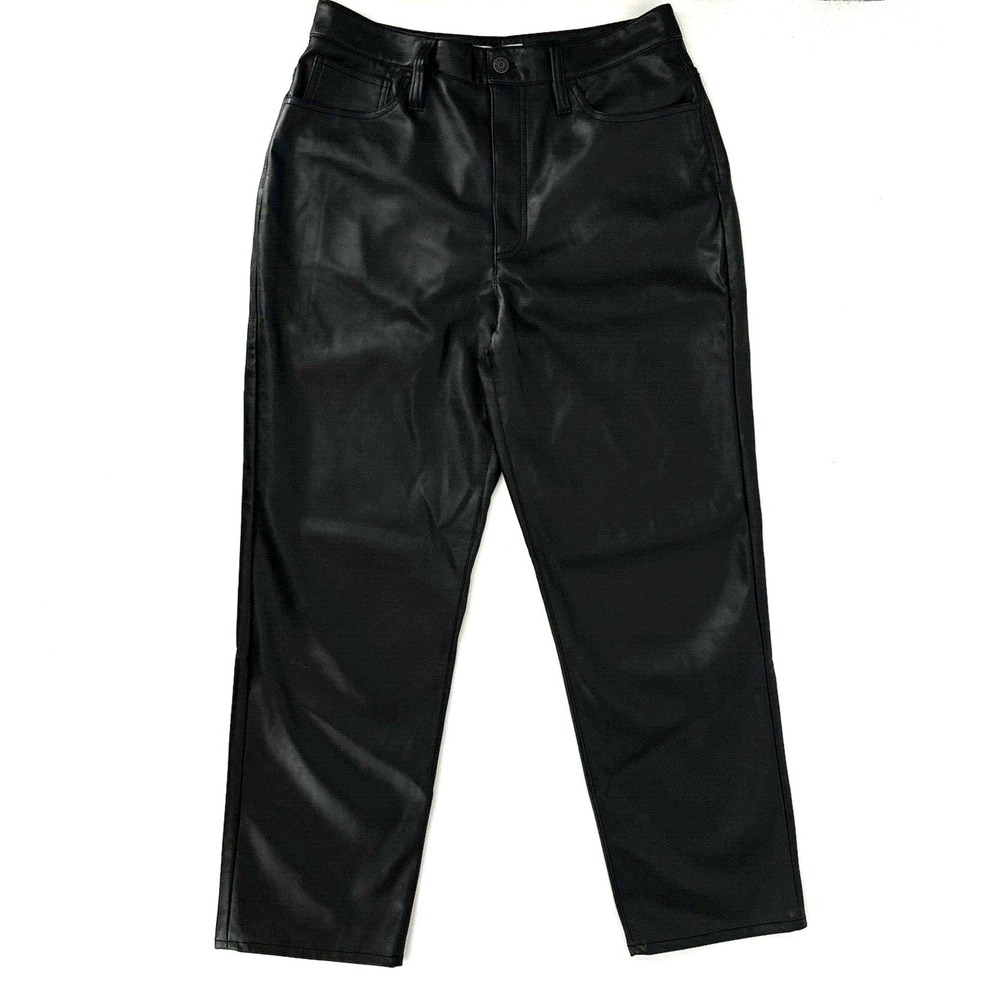 MADEWELL Pants Womens 30 The Perfect Vintage Straight Jean Faux Leather Black